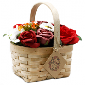 Large Red Bouquet in Wicker Basket